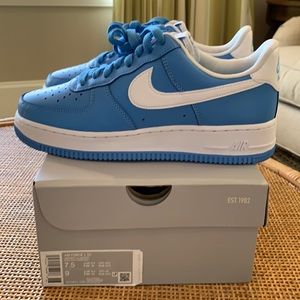 Nike Brand New With Box Air Force 1 ‘07 University Blue Size 7.5 Mens/9 Womens.